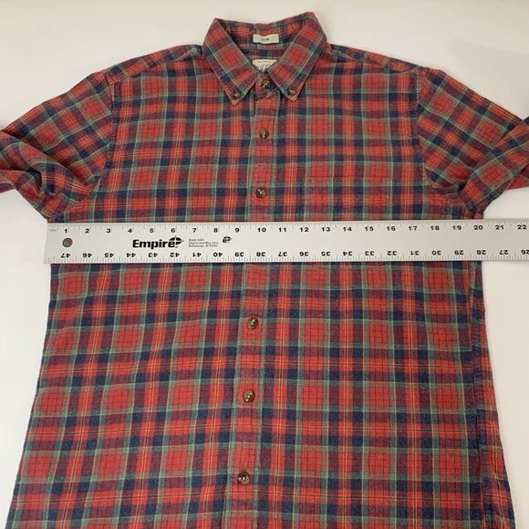 J Crew Shirt Men M Brushed Twill Slim Button Up Red Green Plaid Cabincore Dad - Picture 5 of 7